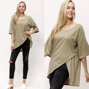 Mittoshop Olive Oversized Asymmetrical Tunic